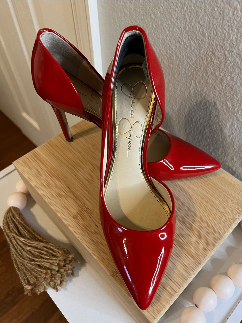 Jessica Simpson Red Patent Pointed-Toe Stilettos